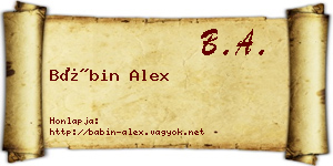 Bábin Alex névjegykártya